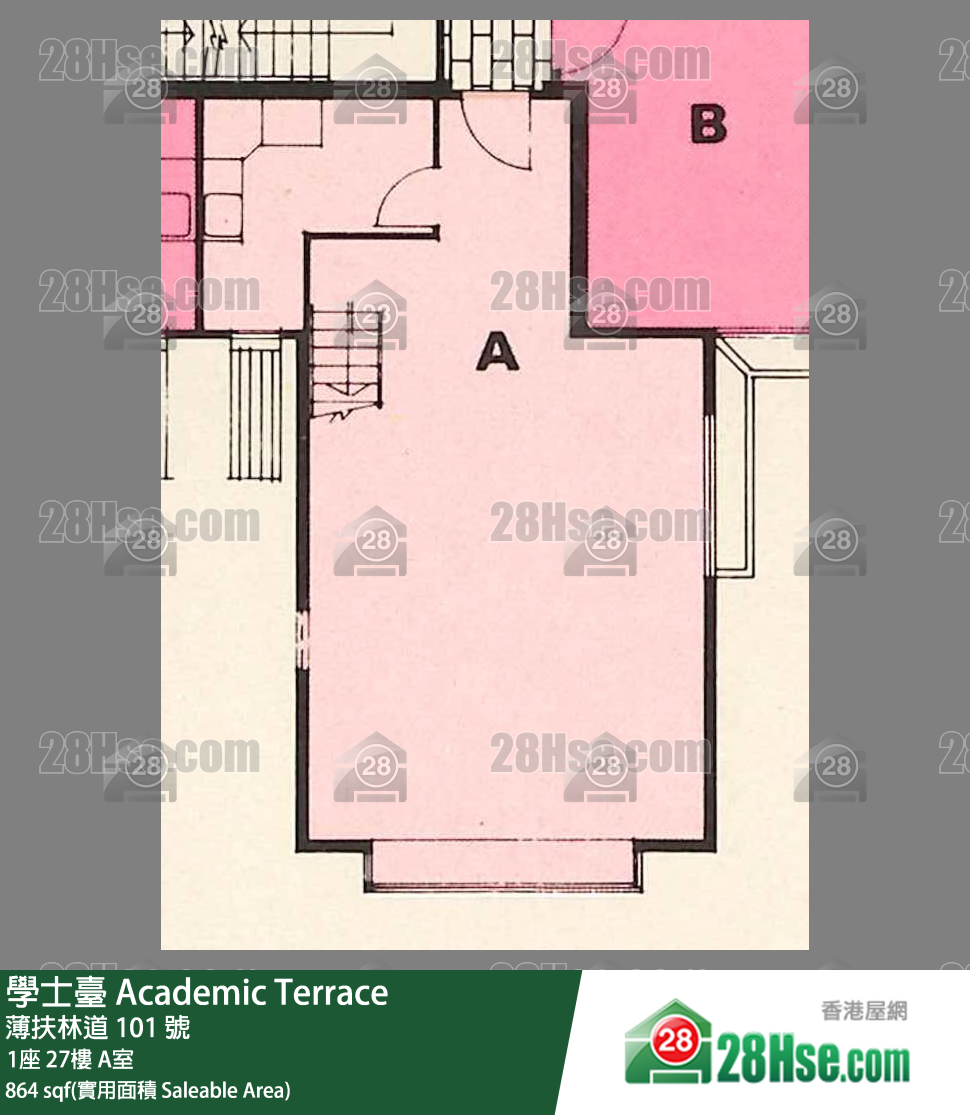 学士台 1座27楼 A室 平面图