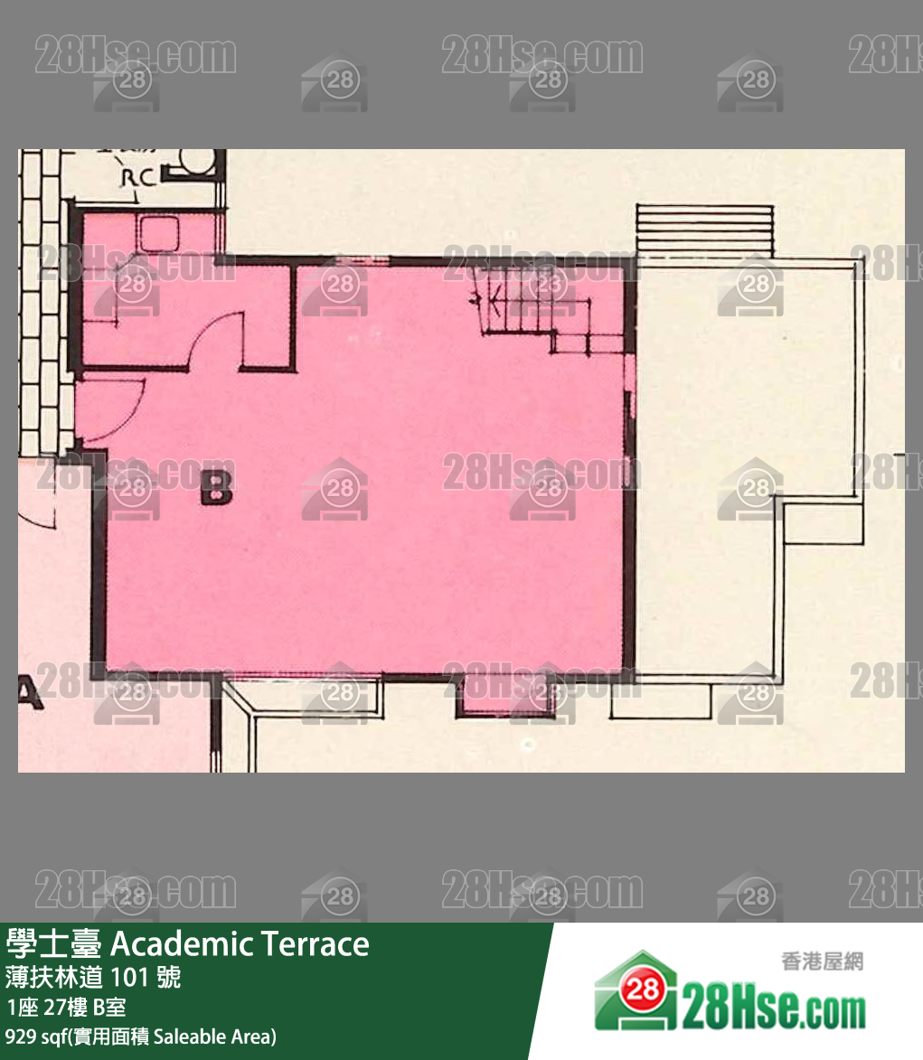 学士台 1座27楼 B室 平面图