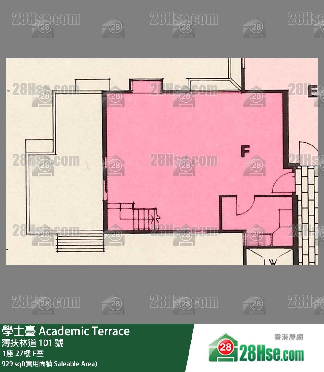 学士台 1座27楼 F室 平面图