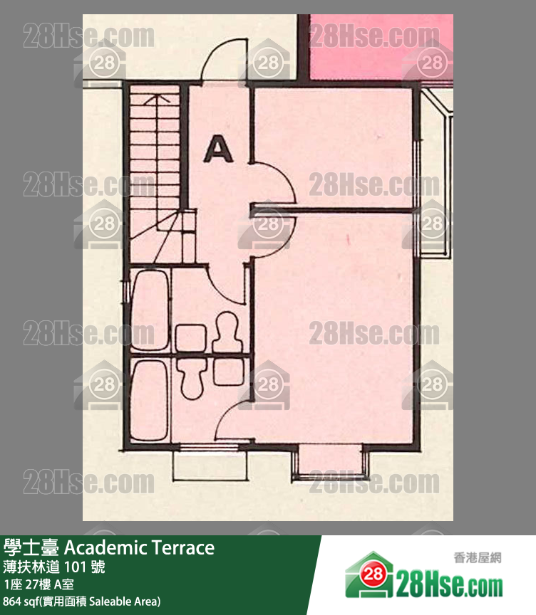 学士台 1座27楼 A室 平面图