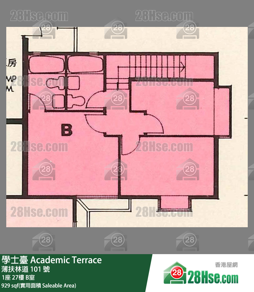 学士台 1座27楼 B室 平面图