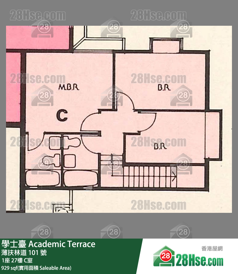 学士台 1座27楼 C室 平面图