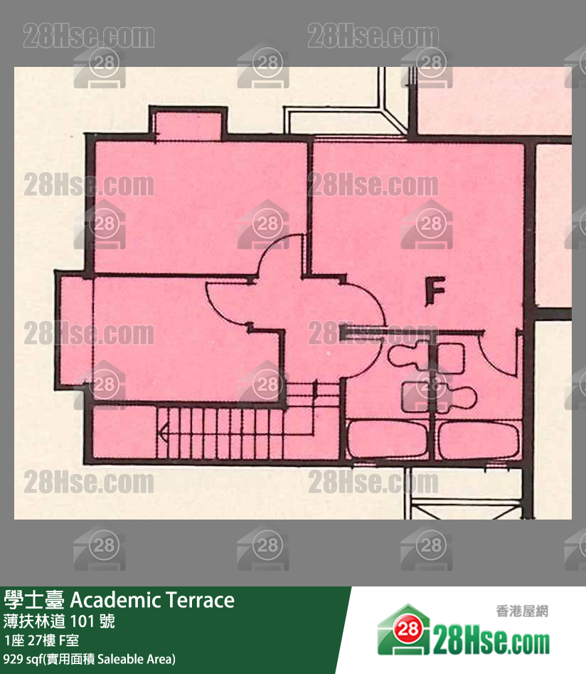 学士台 1座27楼 F室 平面图