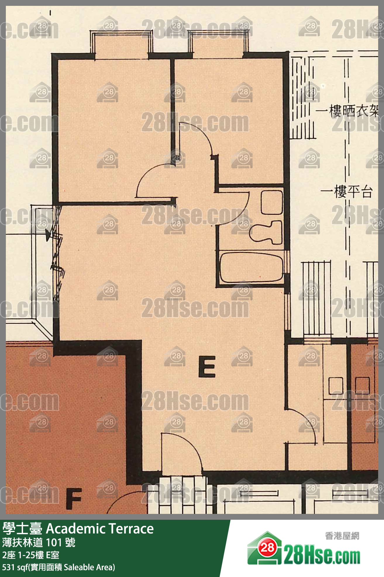 学士台 2座19楼 E室 平面图