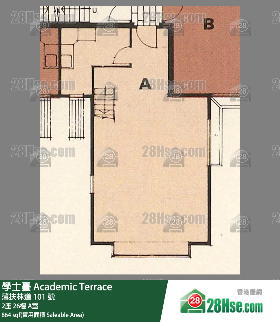 学士台 2座26楼 A室 平面图