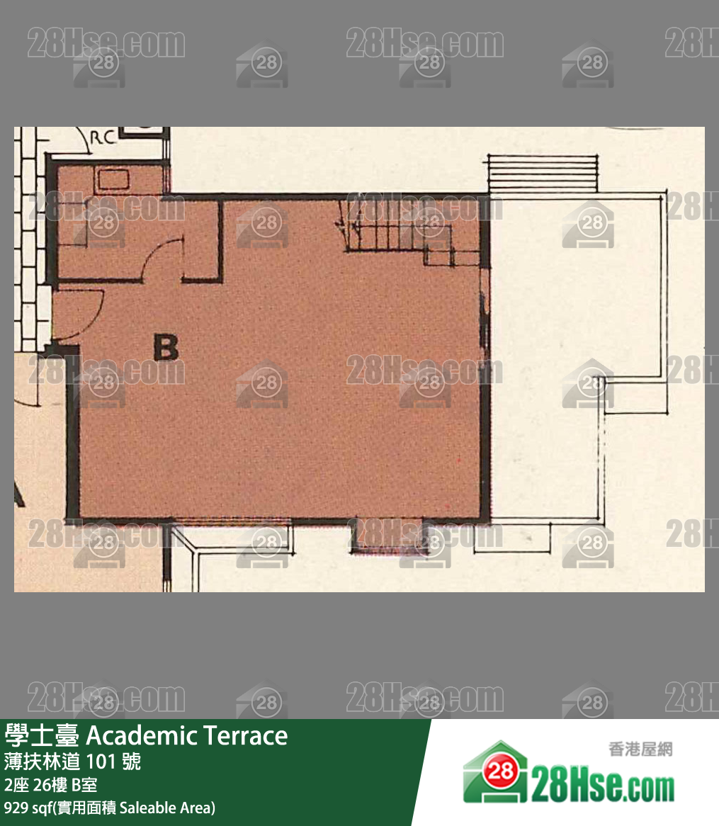 学士台 2座 26楼 B室 平面图