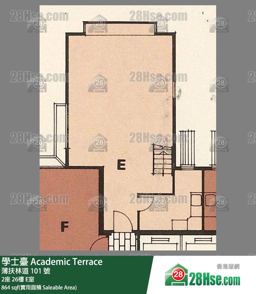 学士台 2座26楼 E室 平面图