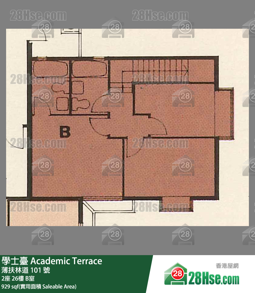 学士台 2座 26楼 B室 平面图