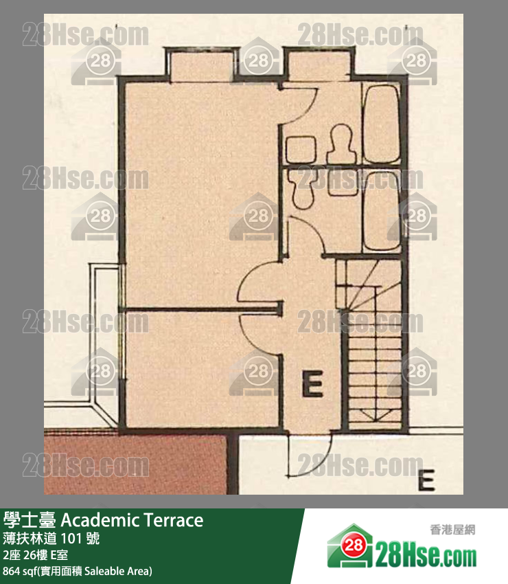 学士台 2座26楼 E室 平面图
