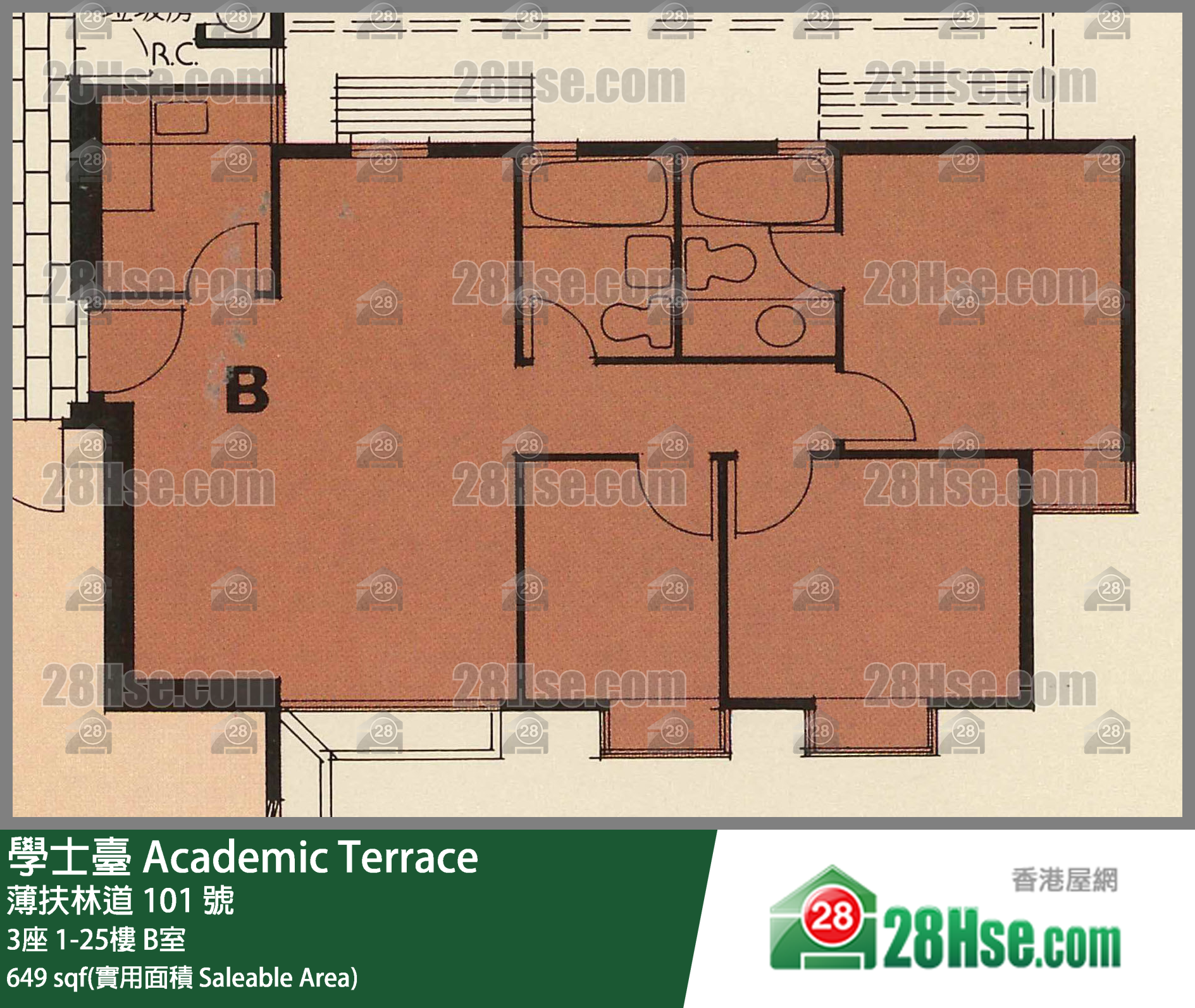 學士臺 3座8樓 B室 平面圖