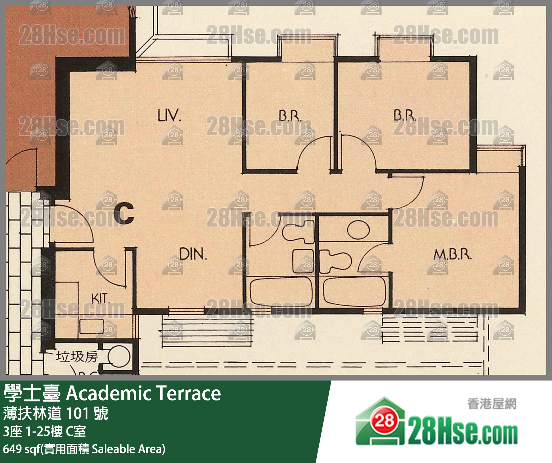 學士臺 3座12樓 C室 平面圖