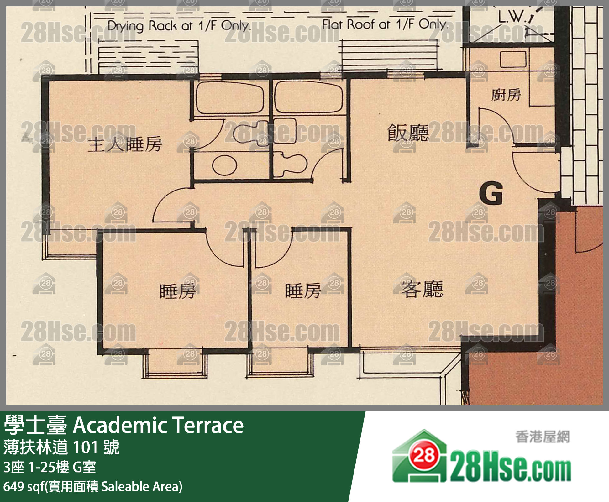 學士臺 3座1樓 G室 平面圖