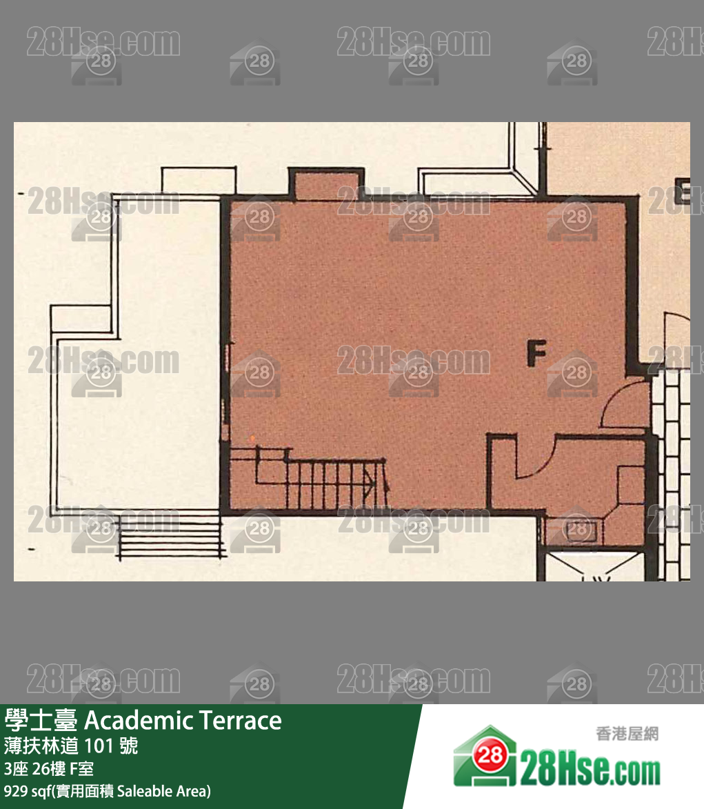 学士台 3座26楼 F室 平面图