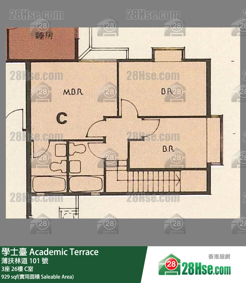 学士台 3座26楼 C室 平面图