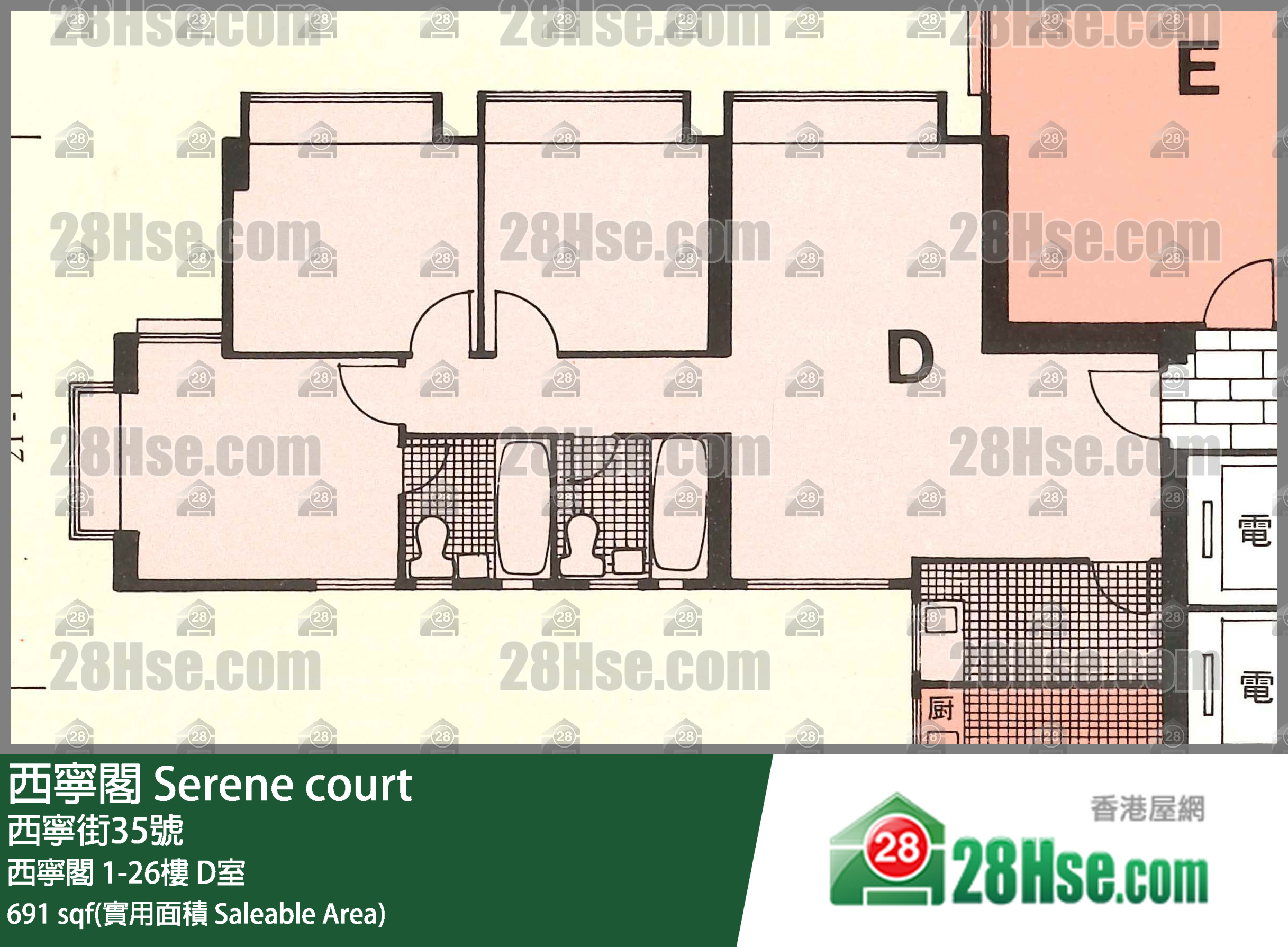 西寧閣 西寧閣1樓 D室 平面圖