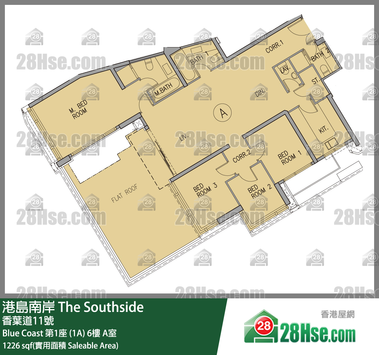 港島南岸 Blue Coast第1座 (1A)6樓 A室 平面圖