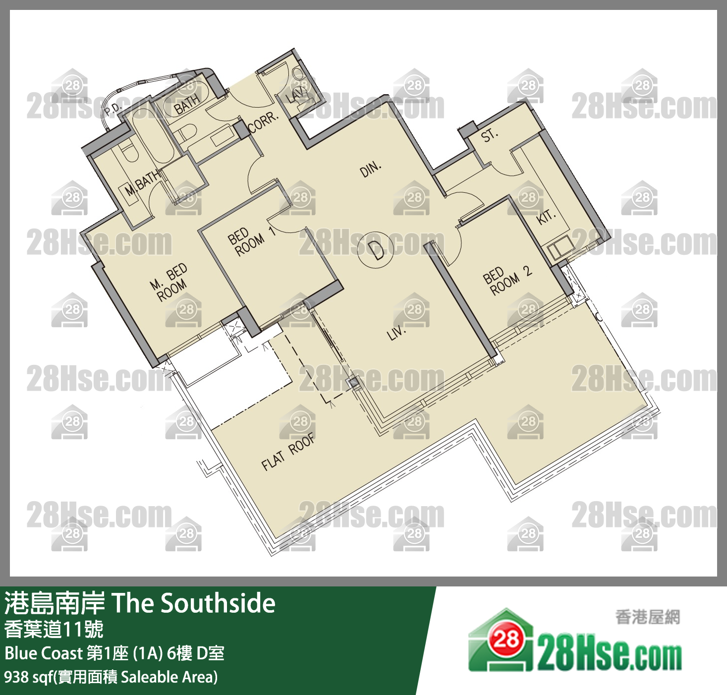 港島南岸 Blue Coast第1座 (1A)6樓 D室 平面圖