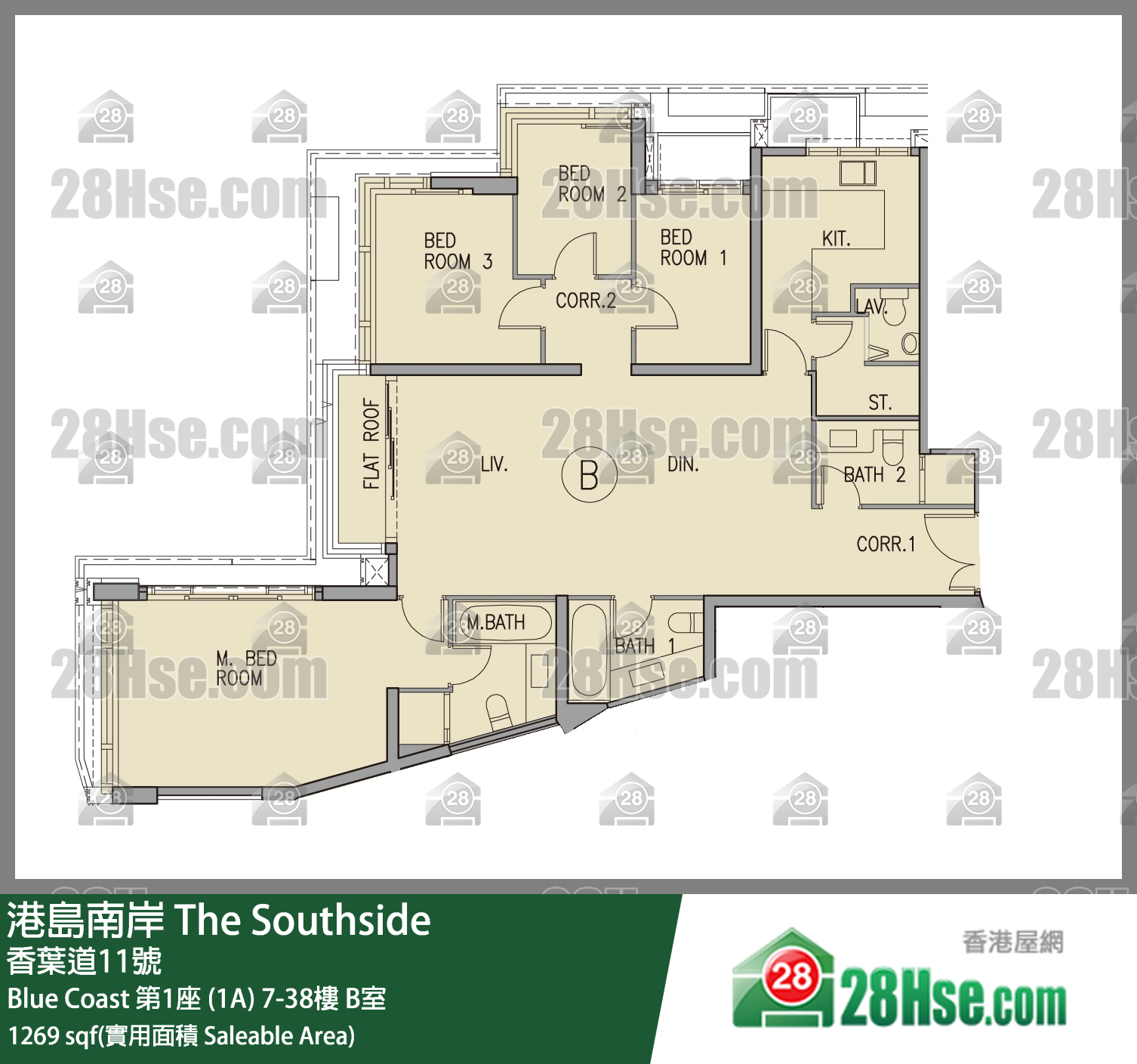 港島南岸 Blue Coast第1座 (1A)15樓 B室 平面圖