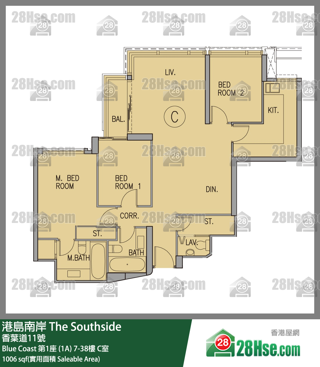 港岛南岸 单位平面图(由 28Hse 提供)