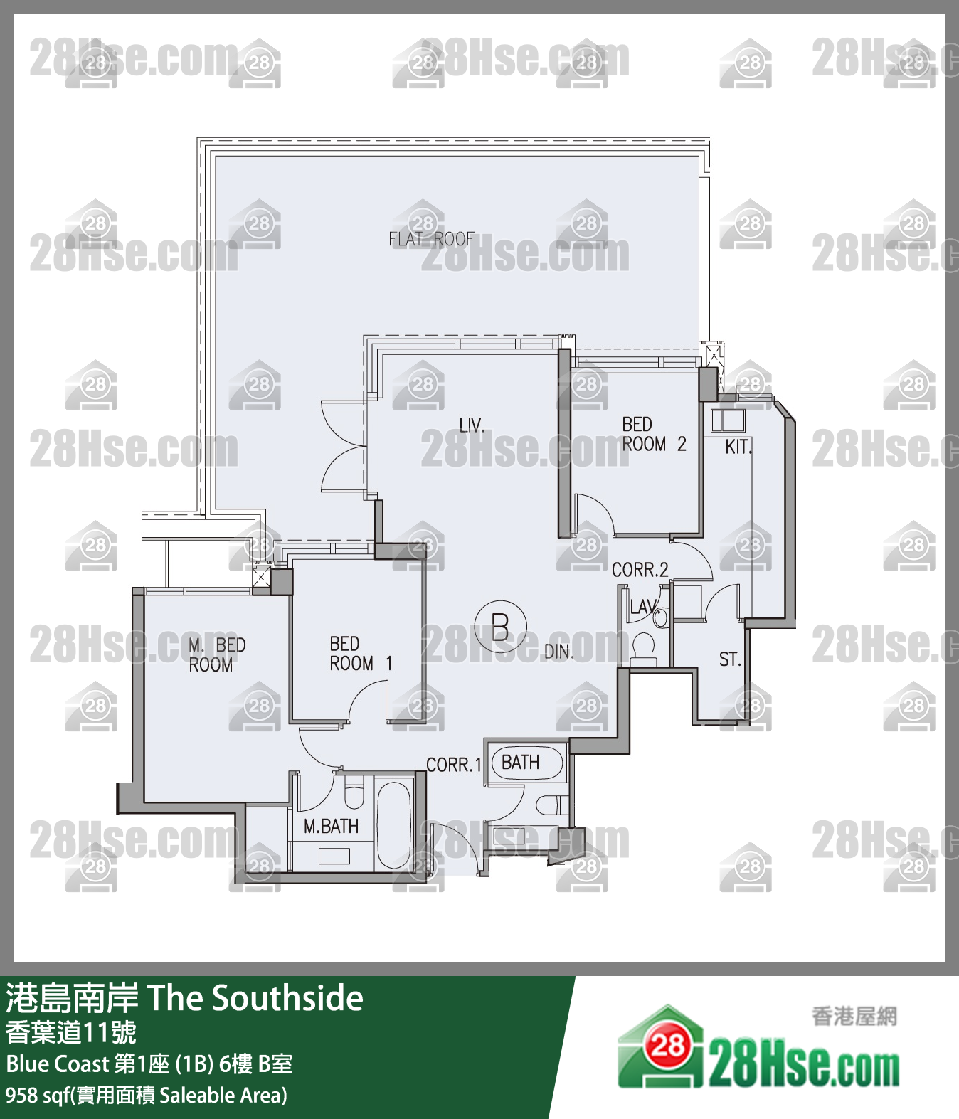 港島南岸 Blue Coast第1座 (1B)6樓 B室 平面圖