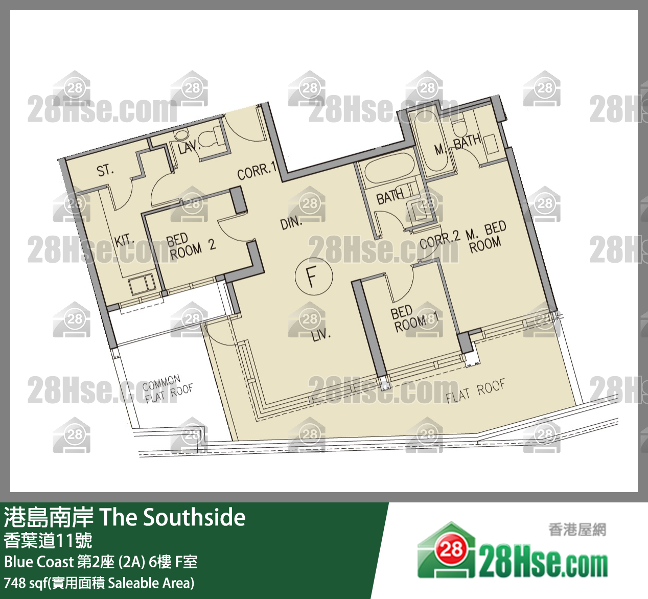 港島南岸 Blue Coast第2座 (2A)6樓 F室 平面圖