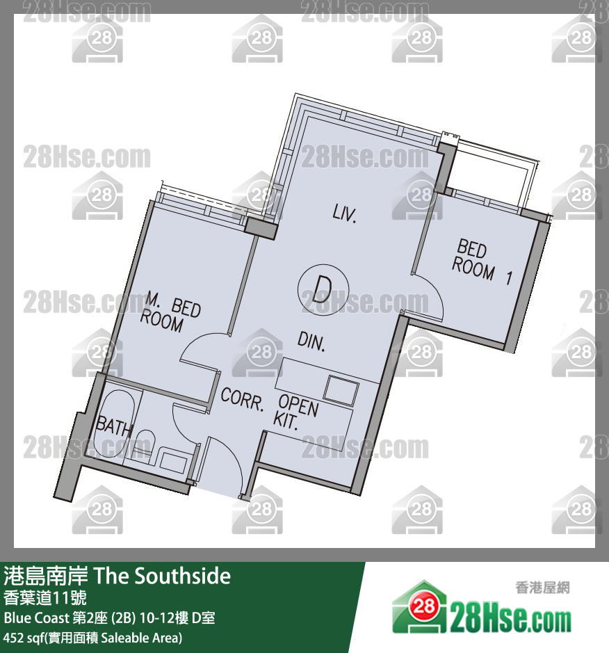 港島南岸 Blue Coast第2座 (2B)10樓 D室 平面圖