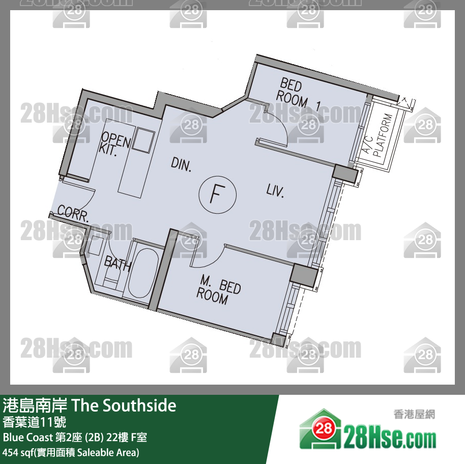 港島南岸 Blue Coast第2座 (2B)22樓 F室 平面圖