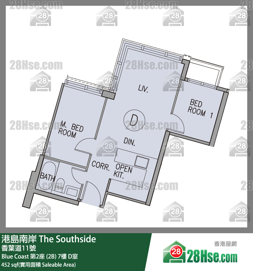 港島南岸 Blue Coast第2座 (2B)7樓 D室 平面圖