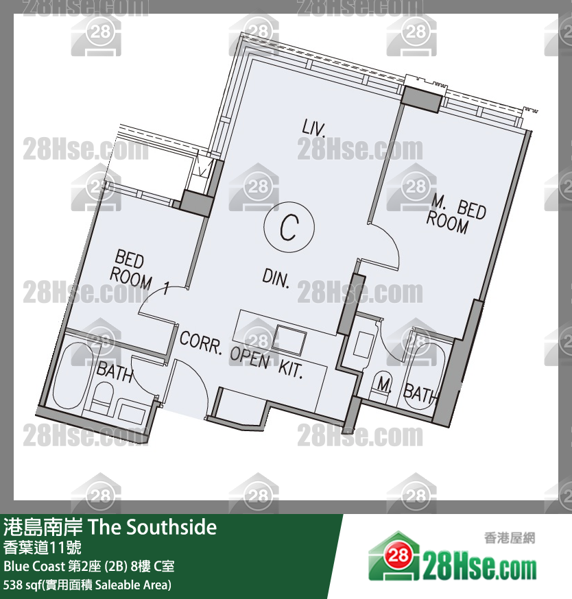 港島南岸 Blue Coast第2座 (2B)8樓 C室 平面圖