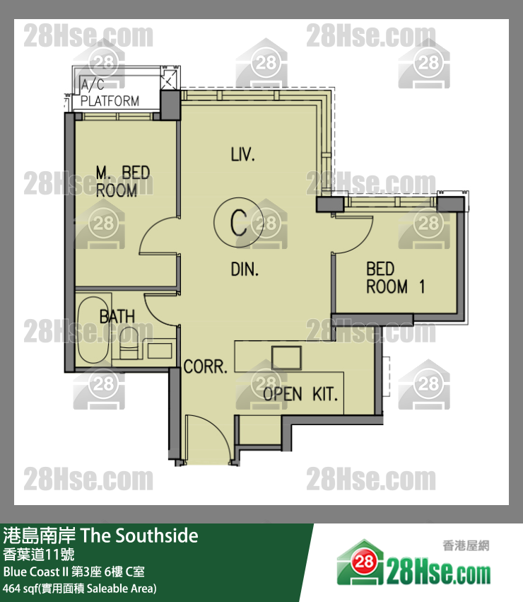 港島南岸 Blue Coast II第3座6樓 C室 平面圖