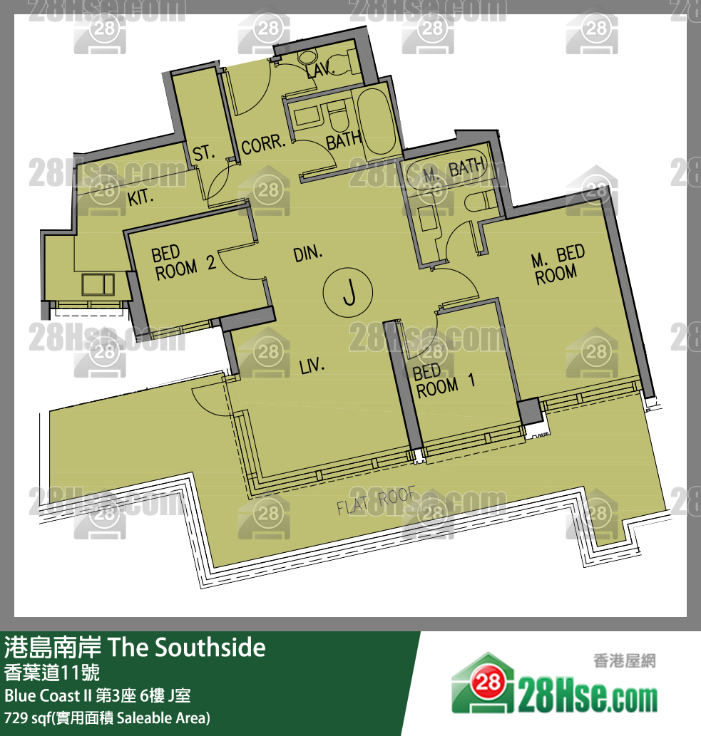 港島南岸 Blue Coast II第3座6樓 J室 平面圖