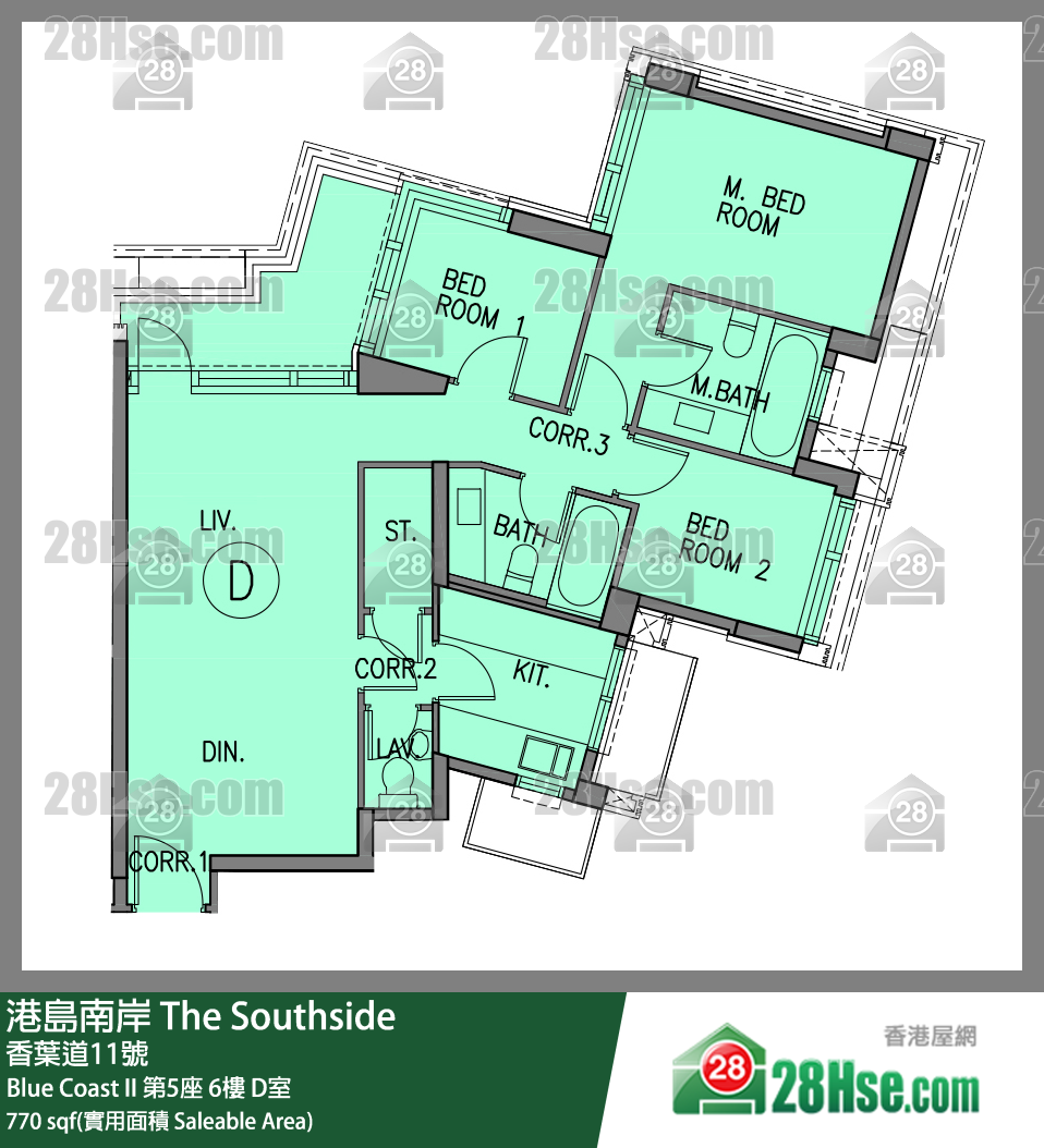 港島南岸 Blue Coast II第5座6樓 D室 平面圖