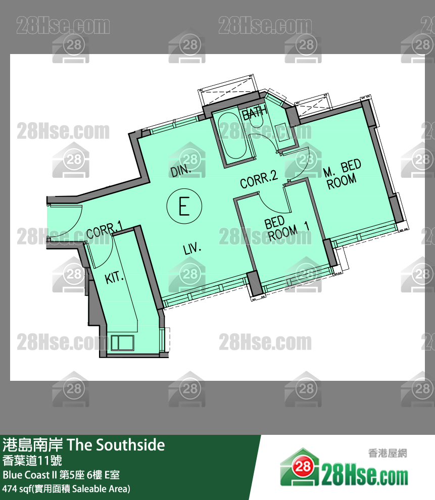 港島南岸 Blue Coast II第5座6樓 E室 平面圖