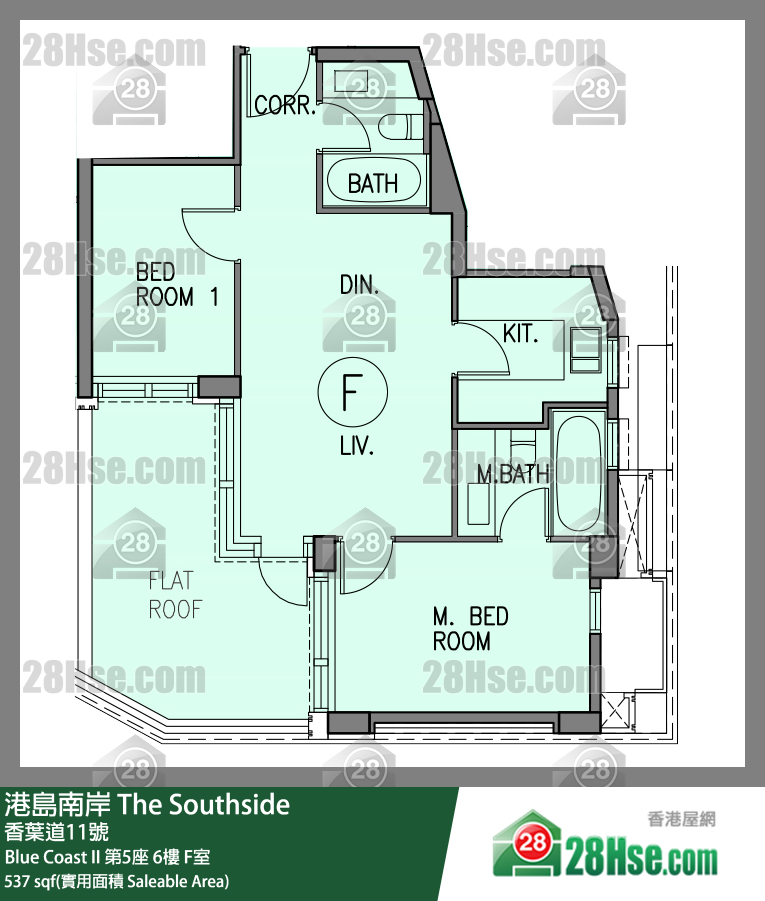 港島南岸 Blue Coast II第5座6樓 F室 平面圖