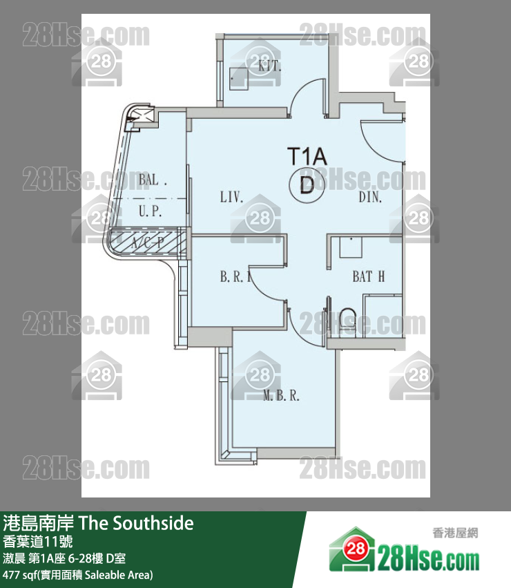 港島南岸 滶晨第1A座26樓 D室 平面圖