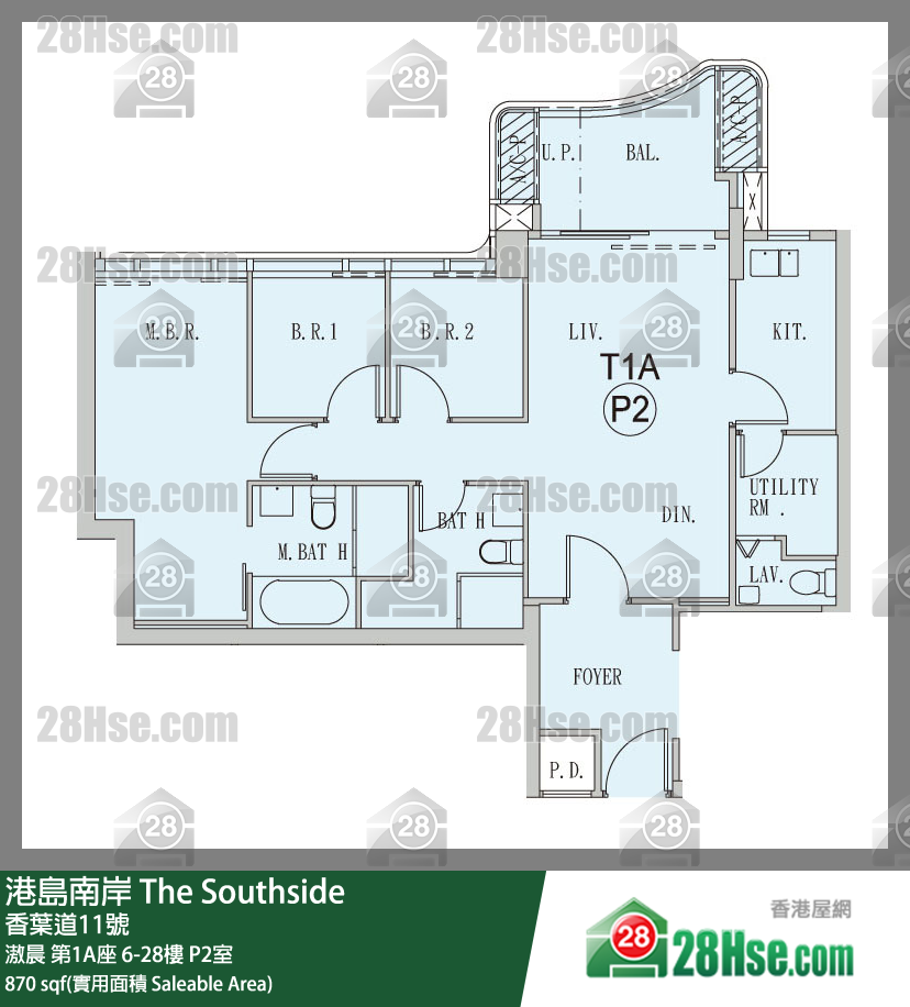 港島南岸 滶晨第1A座25樓 P2室 平面圖