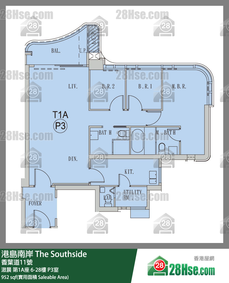港島南岸 滶晨第1A座26樓 P3室 平面圖