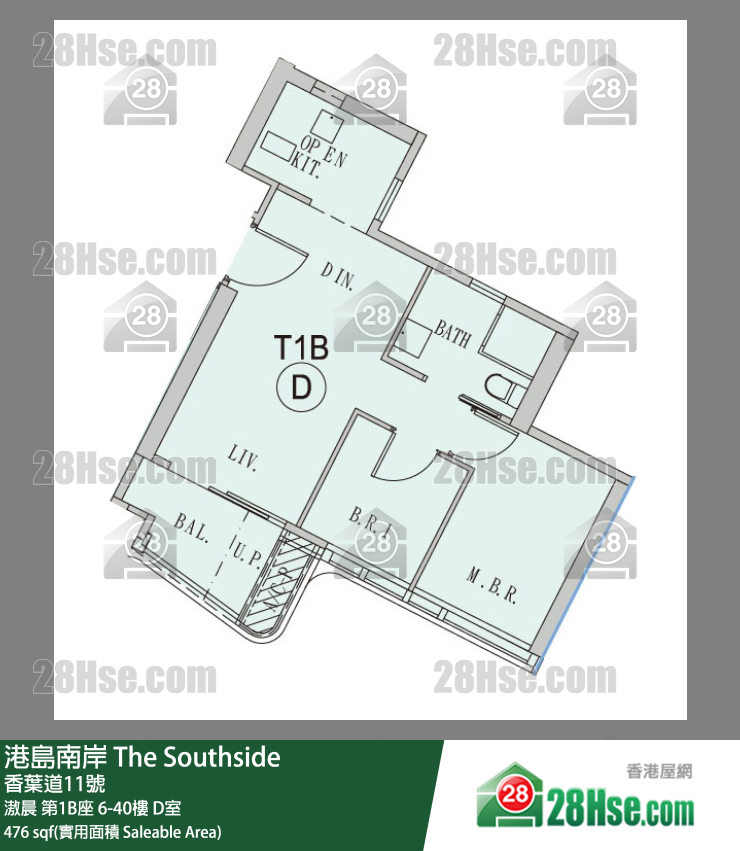 港島南岸 滶晨第1B座39樓 D室 平面圖