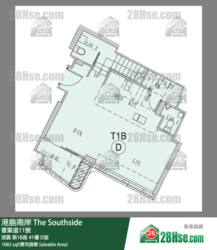 港島南岸 滶晨第1B座41樓 D室 平面圖