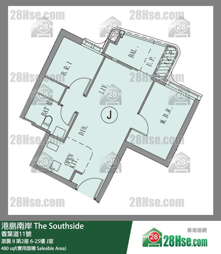 港島南岸 滶晨 II第2座25樓 J室 平面圖