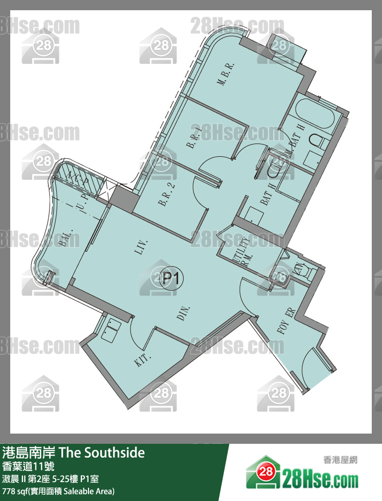 港島南岸 滶晨 II 第2座 9樓 P1室 平面圖