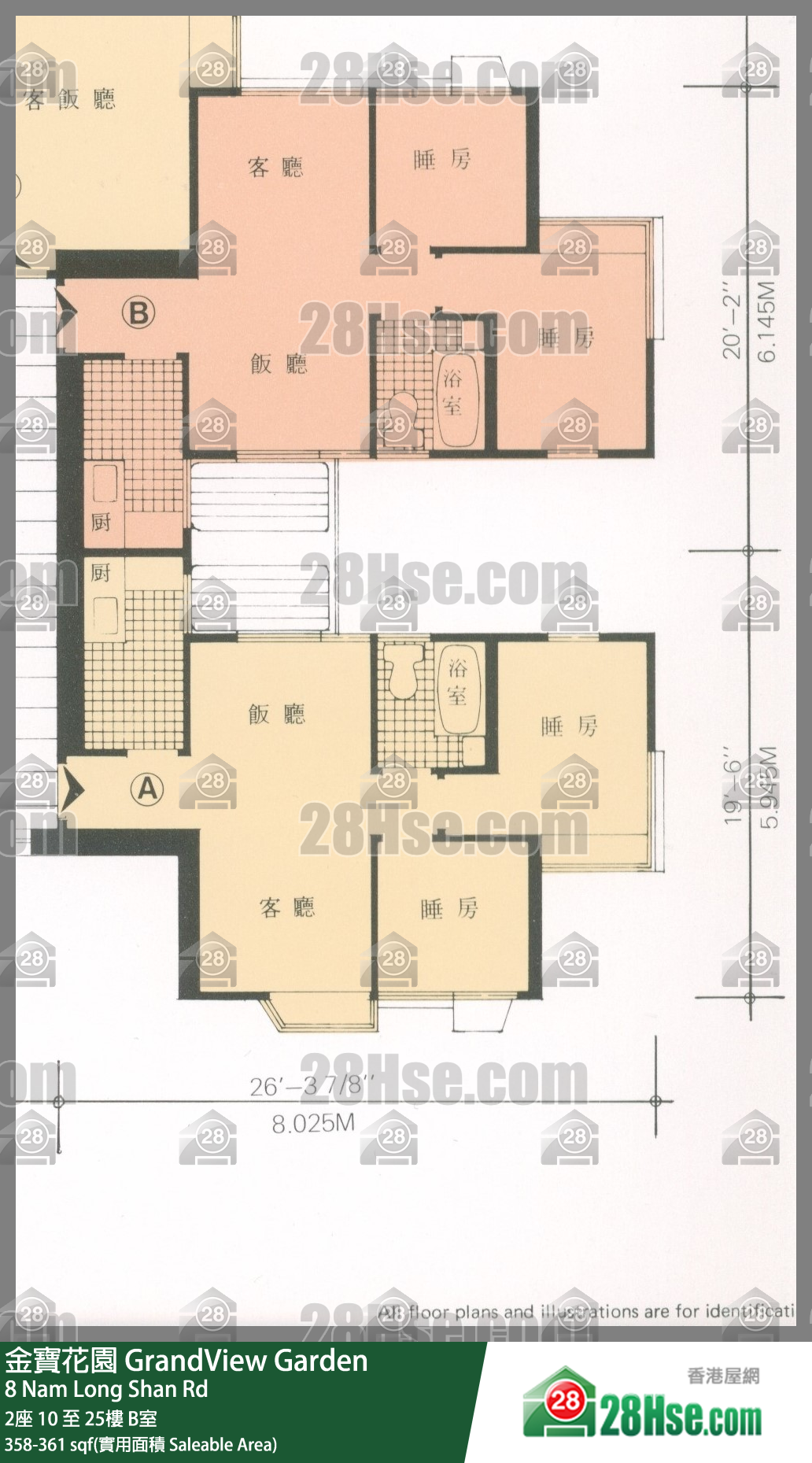 金寶花園 2座21樓 B室 平面圖