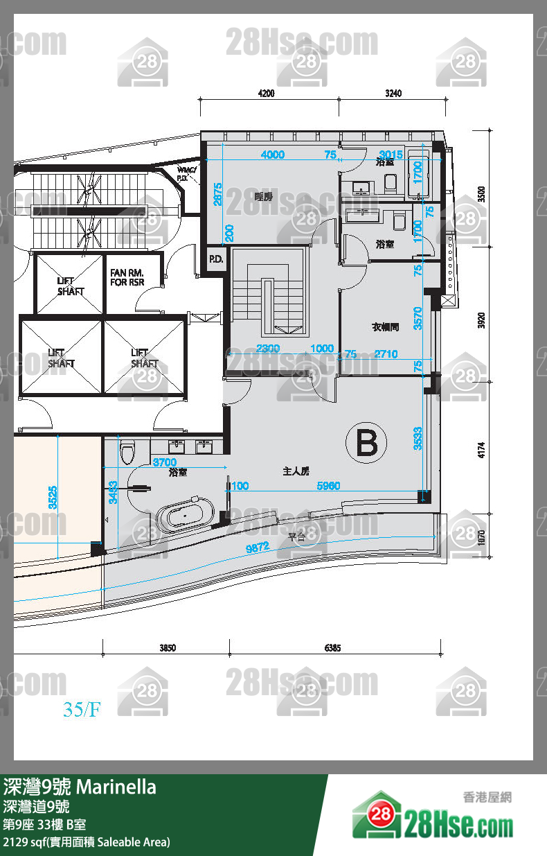 深灣9號 大廈第9座33樓 B室 平面圖