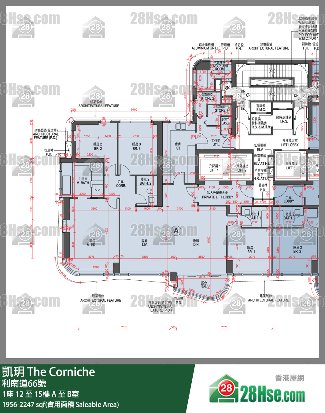 凯玥 1座 12楼 B室 平面图