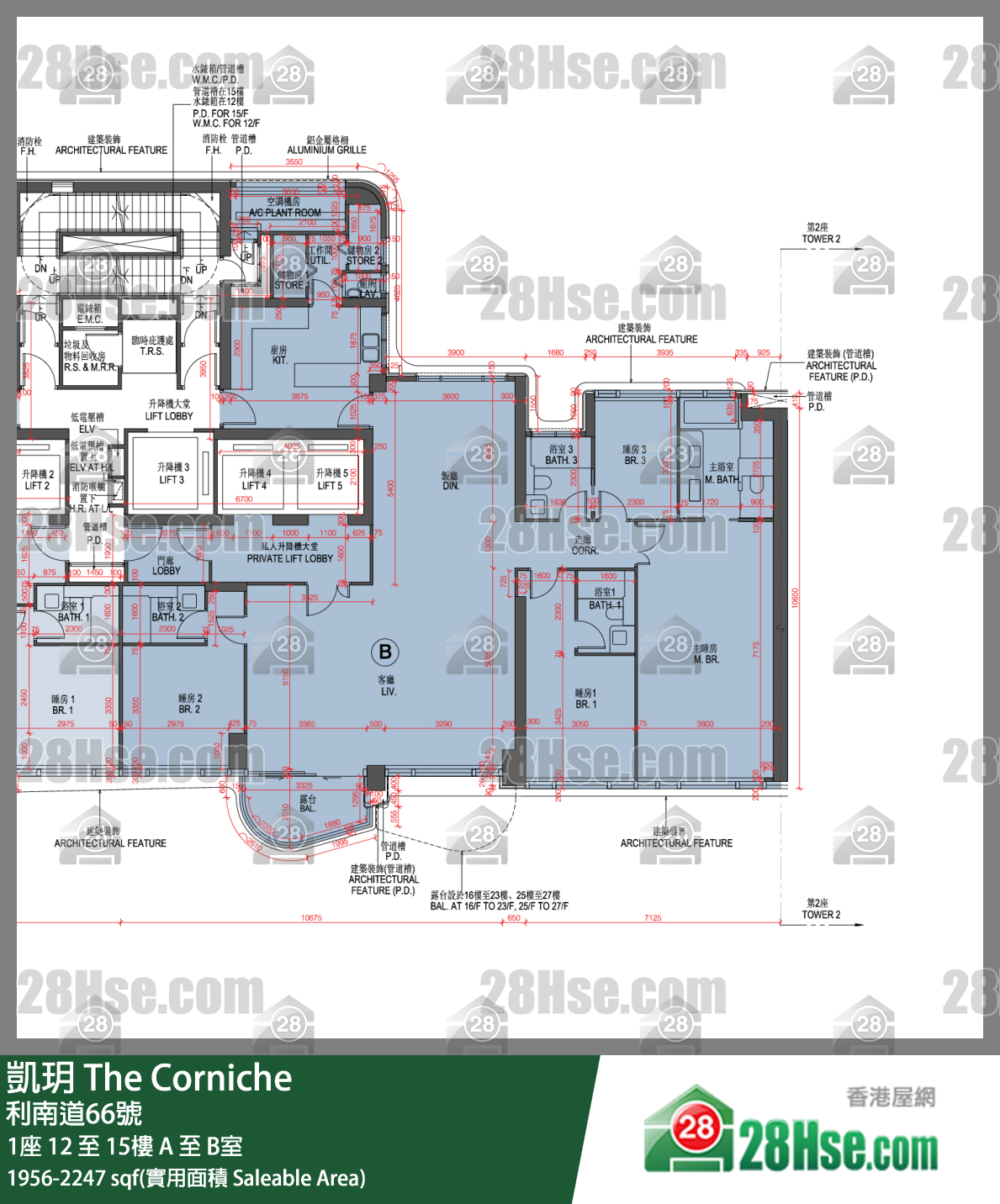 凯玥 1座 15楼 B室 平面图