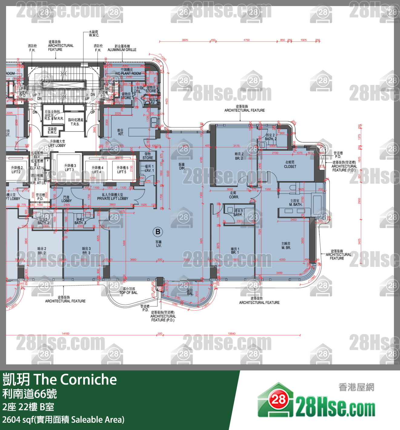 凯玥 2座22楼 B室 平面图