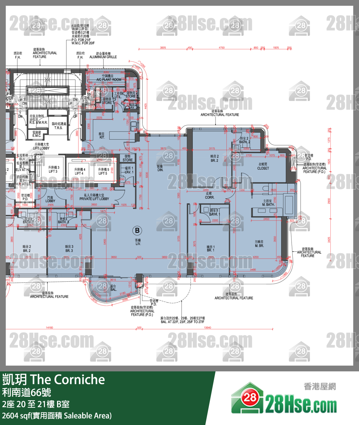 凯玥 2座 21楼 B室 平面图