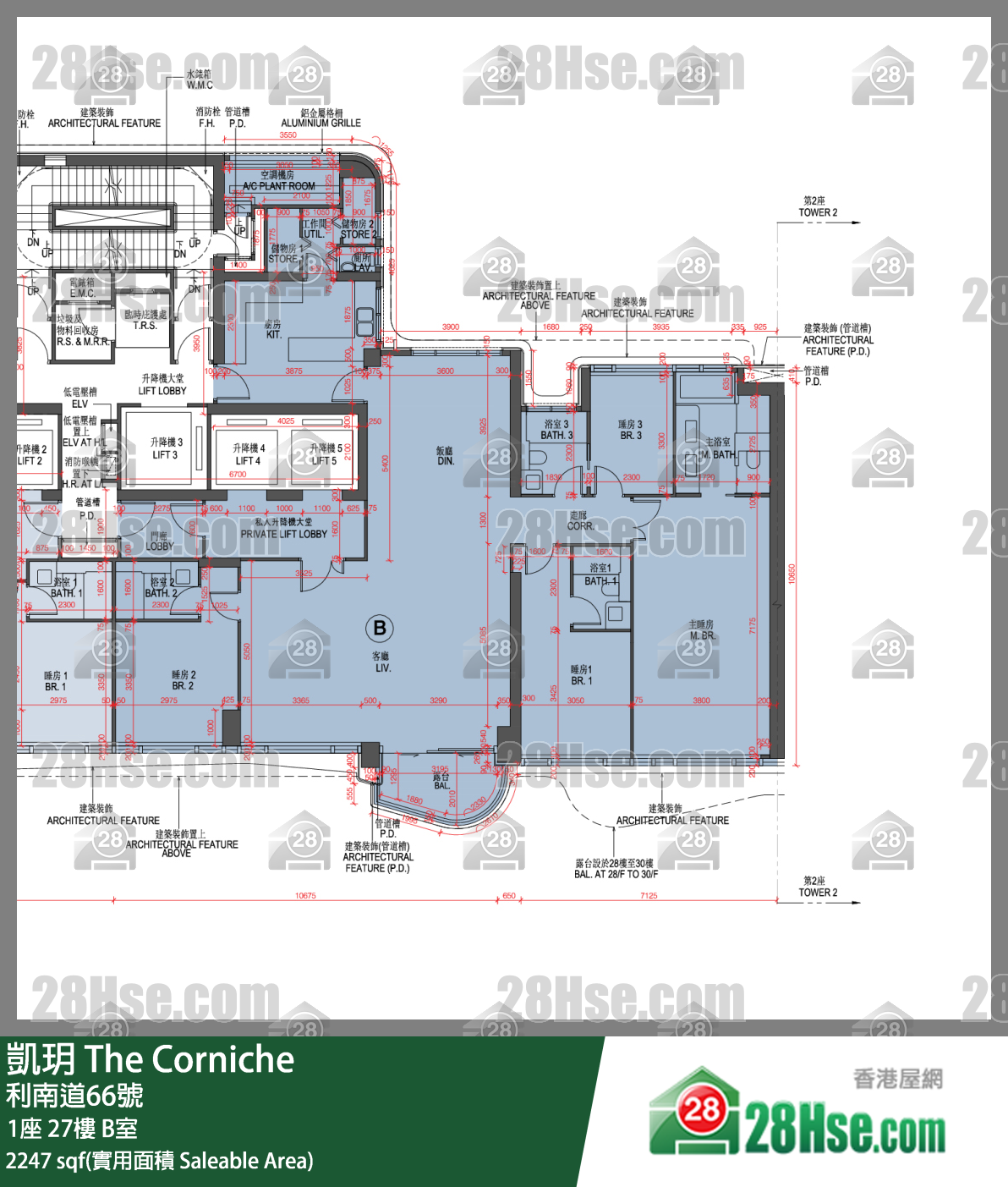 凯玥 1座27楼 B室 平面图