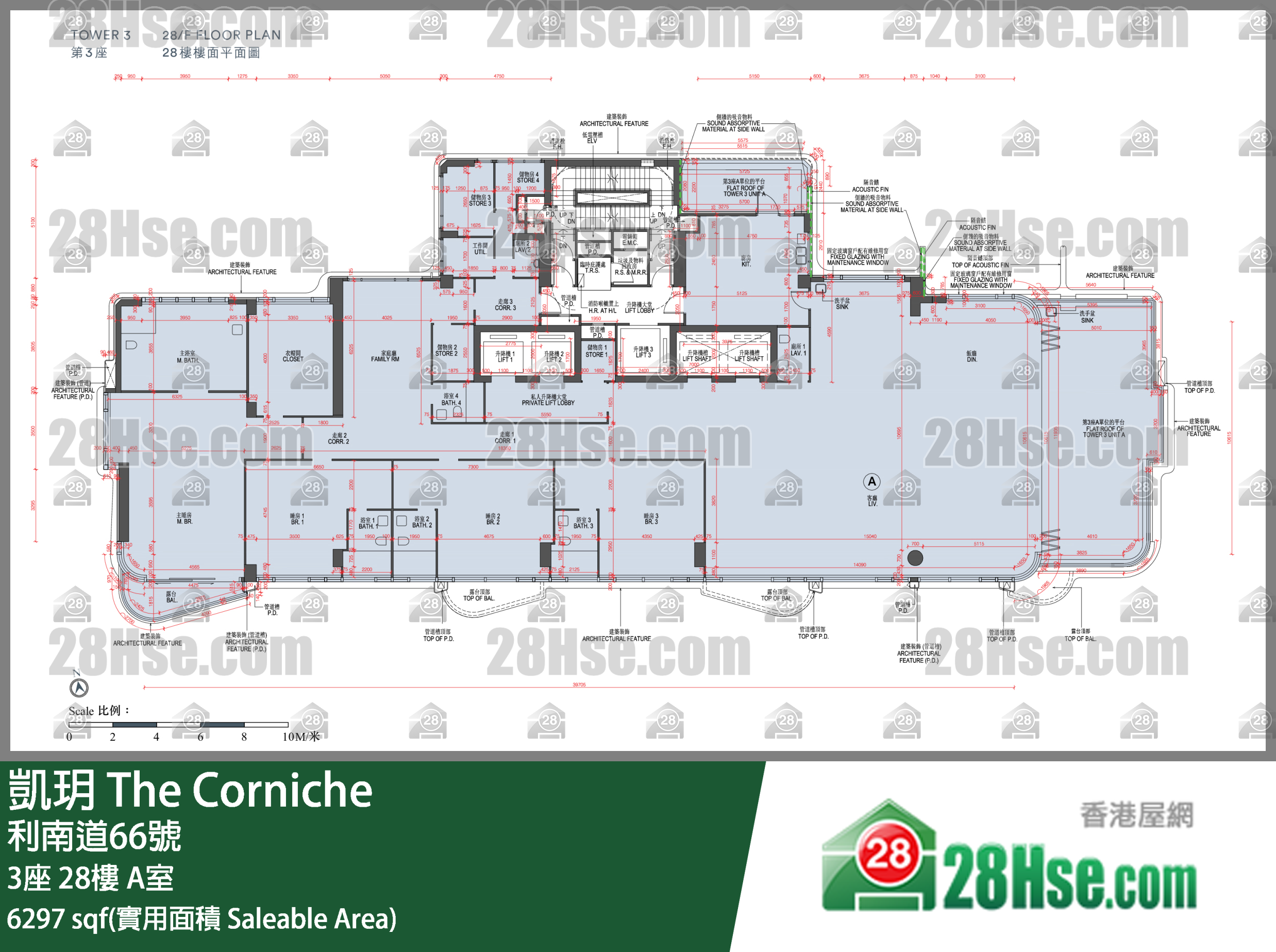 凯玥 3座28楼 A室 平面图