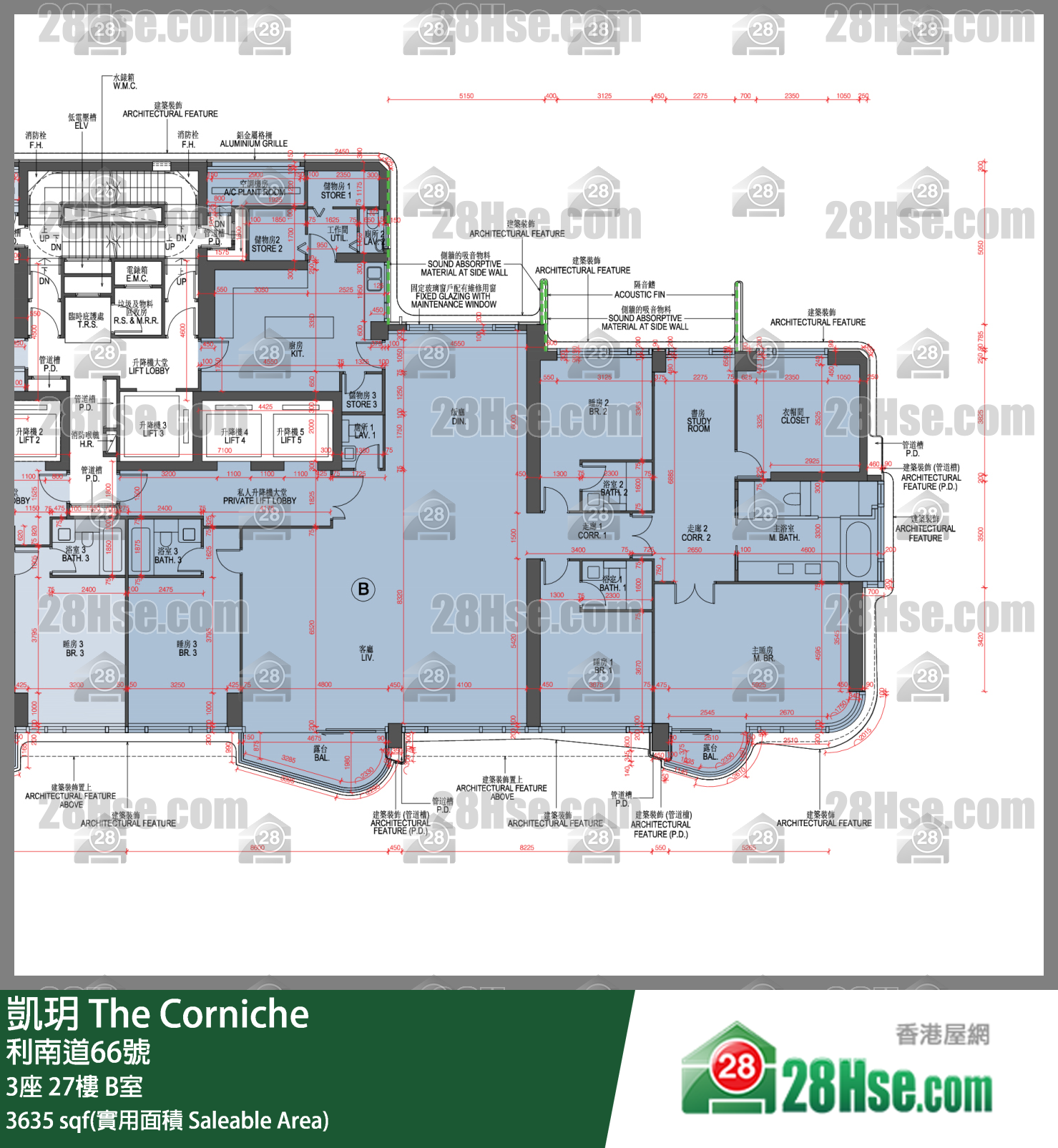 The Corniche,  Flat B, 27/f, Tower  3 FloorPlan